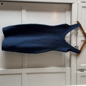 Herve Leger. Navy Blue Sleeveless Bandage Dress